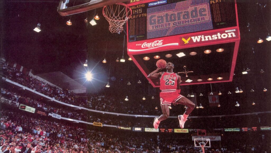 Michael Jordan en el concurso de mates de la NBA de 1987
