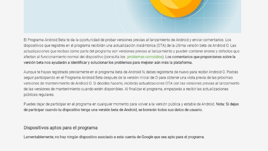 Programa Android O Beta