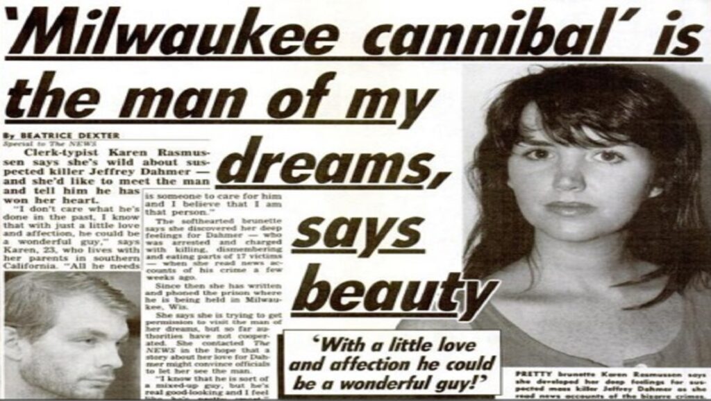 Noticia de un periódico en el que una mujer dice que el carnicero es el hombre de sus sueños