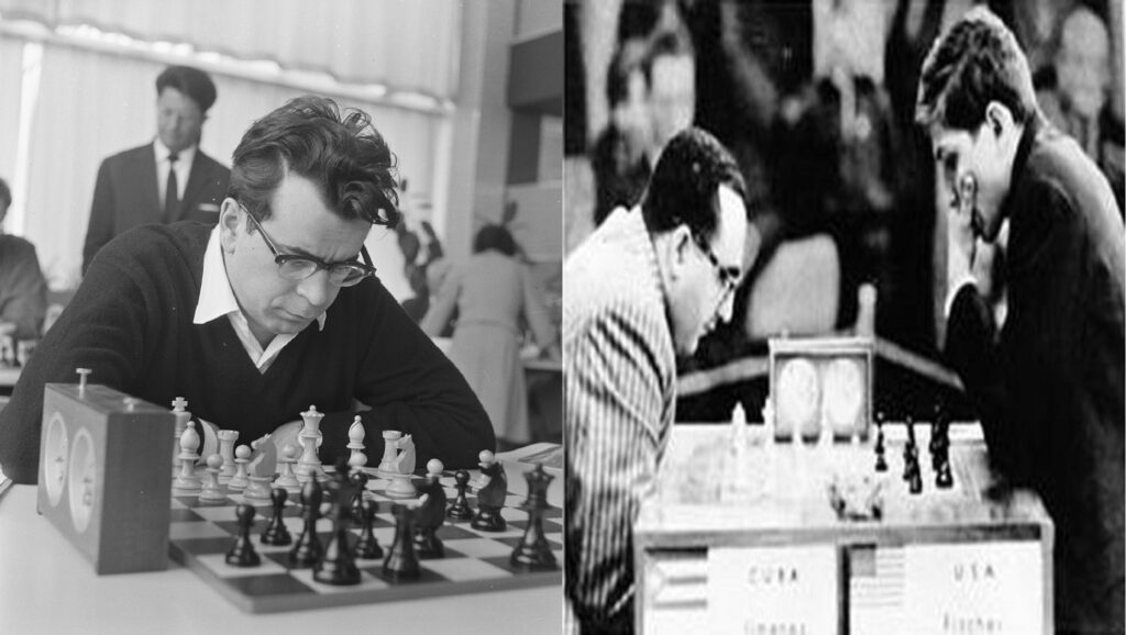 Pal Benko y Bobby Fischer jugando el Interzonal de Palma de Mallorca de 1970
