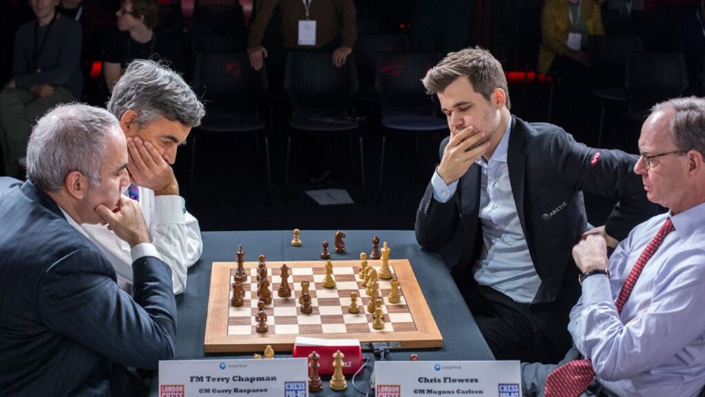 Chapmany Kasparov contra Flowers y Carlsen
