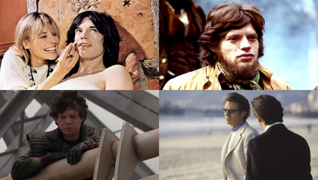 Mick Jagger en las películas "Perfomance", "Ned Kelly", "Freejack" y "Servicio de compañía"