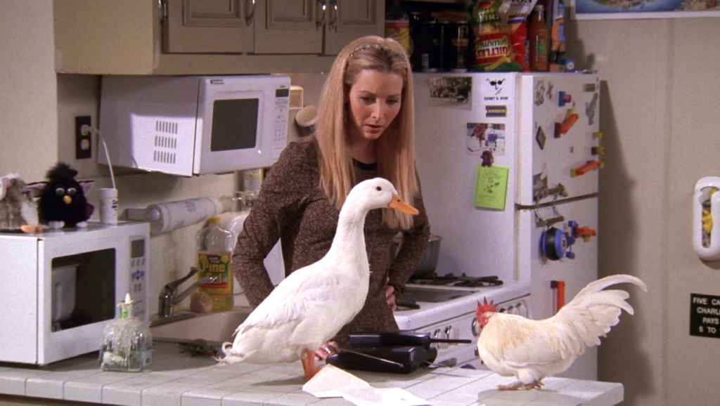 Lisa Kudrow con el pato en "Friends"