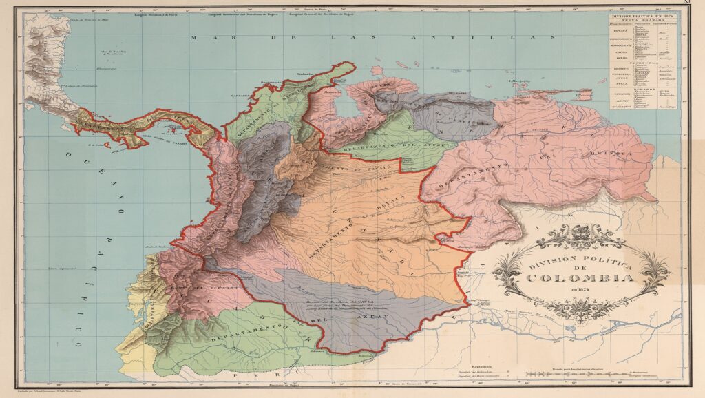 Mapa de sudamérica en 1824 con la Gran Colombia