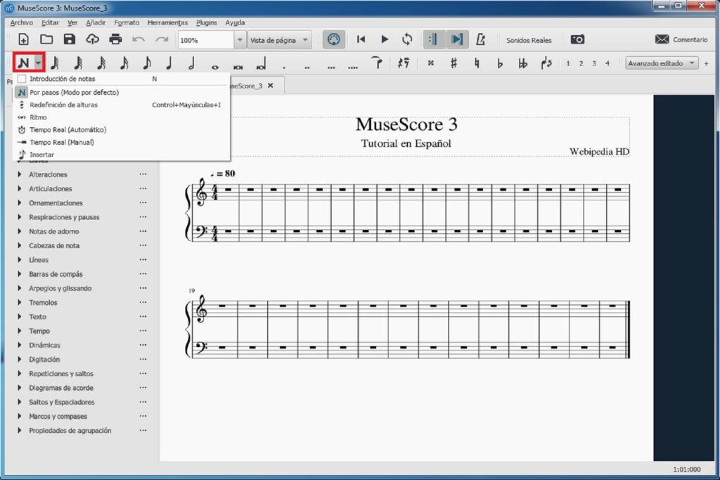 Tutorial de MuseScore 3: modo de trabajo