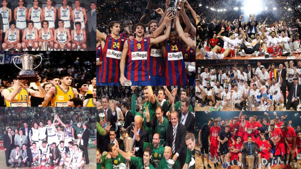Collage de campeones de la Euroliga de Baloncesto