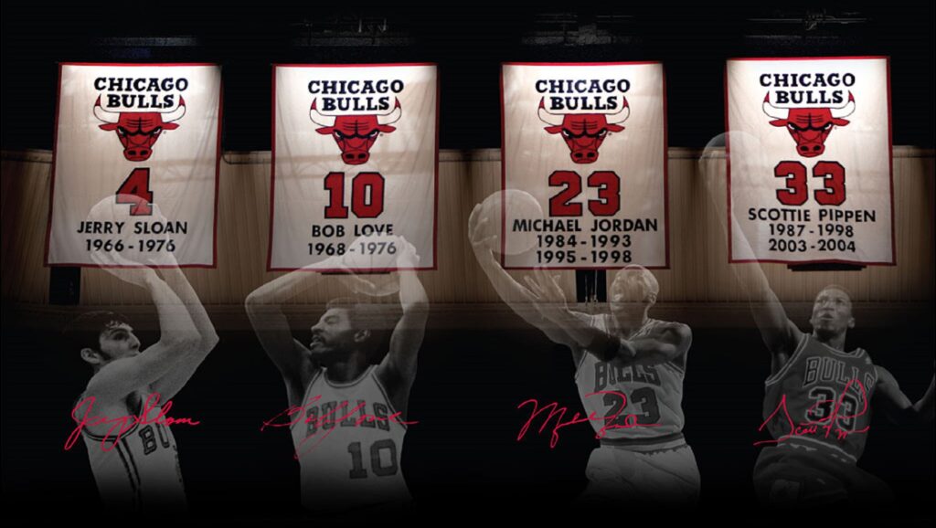Camisetas retiradas de los Chicago Bulls