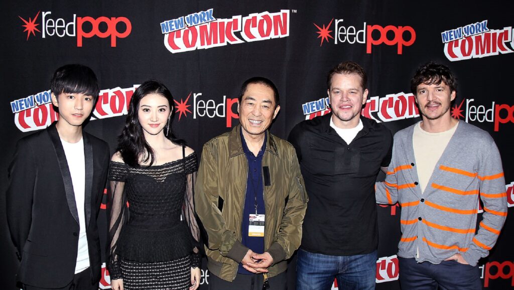 Jing Tian, Zhang Yimou, Matt Damon y Pedro Pascal