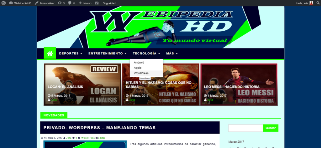 Ejemplo de página web realizada con WordPress