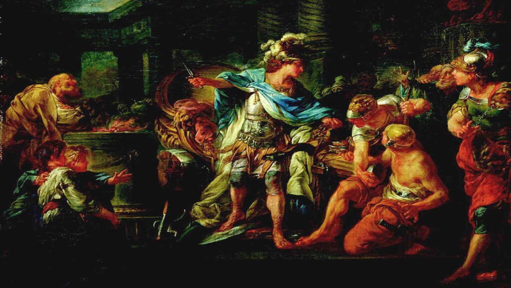 Alejandro Magno cortando el nudo gordiano