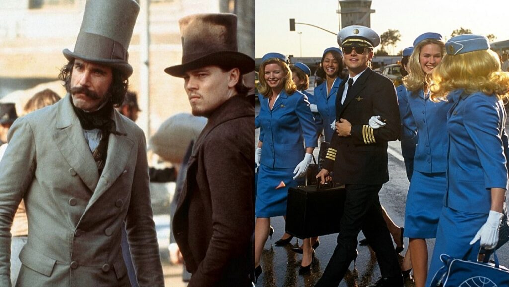 Leonardo DiCaprio en "Gangs of New York" y "Atrápame si puedes"