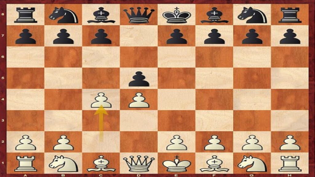 Tablero de ajedrez con la posición a la que se llega tras el gambito de dama