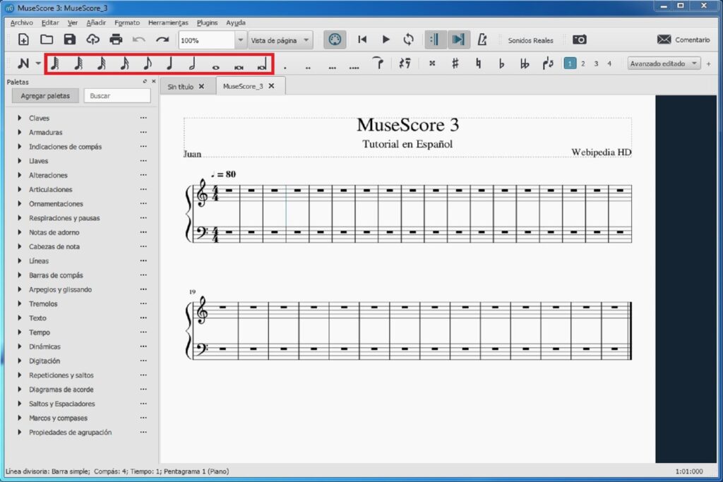 Tutorial de MuseScore 3: tipos de notas