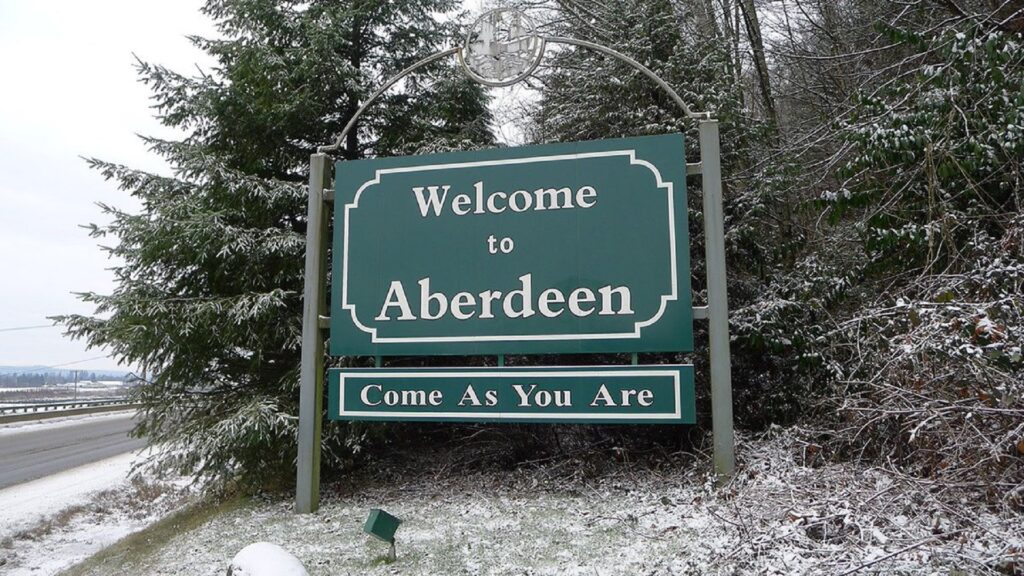 Letrero de Aberdeen en el que pone Come As You Are