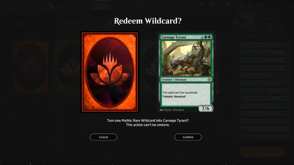 Canjear un Comodín en Magic The Gathering Arena